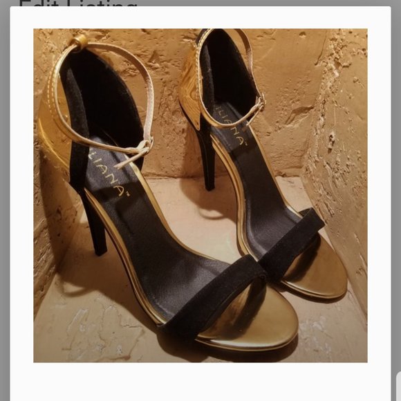 LILIANA Black and Gold 4 inch Heels - Picture 8 of 8